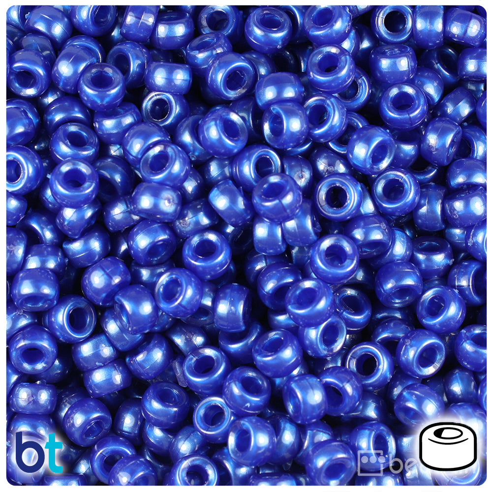 Cobalt Pearl 6.5mm Mini Barrel Pony Beads (1000pcs)