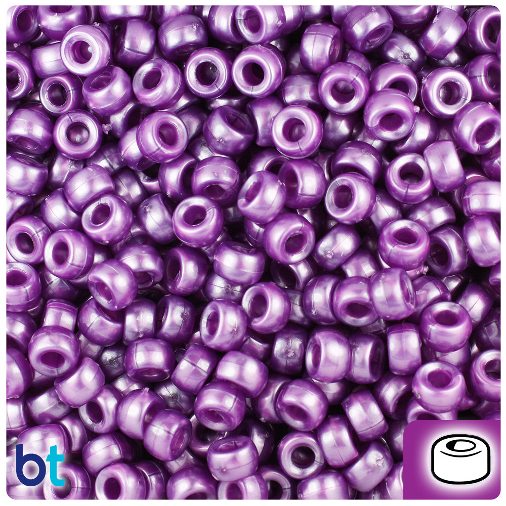 Violet Pearl 6.5mm Mini Barrel Pony Beads (1000pcs)
