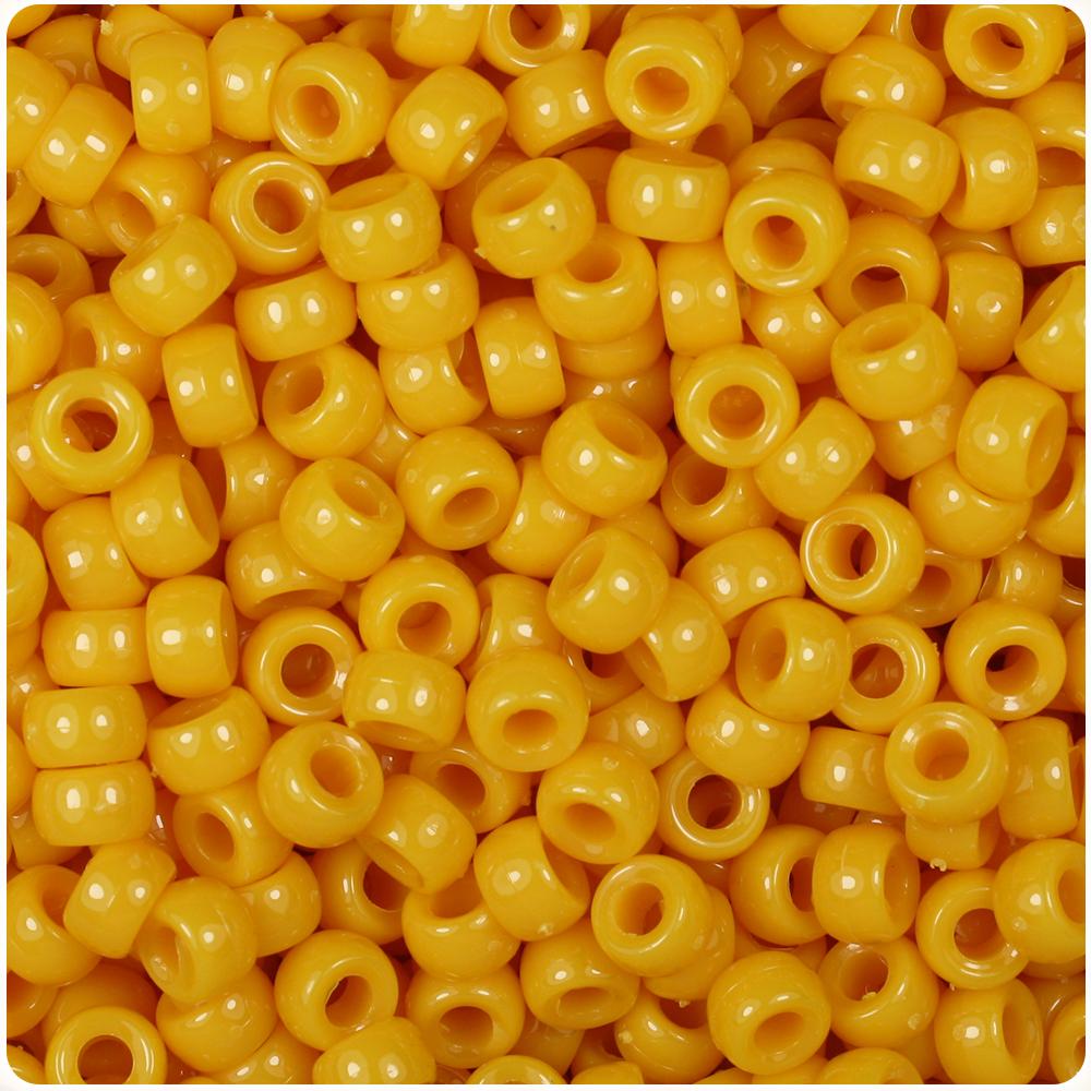 Mustard Opaque 6.5mm Mini Barrel Pony Beads (200pcs)