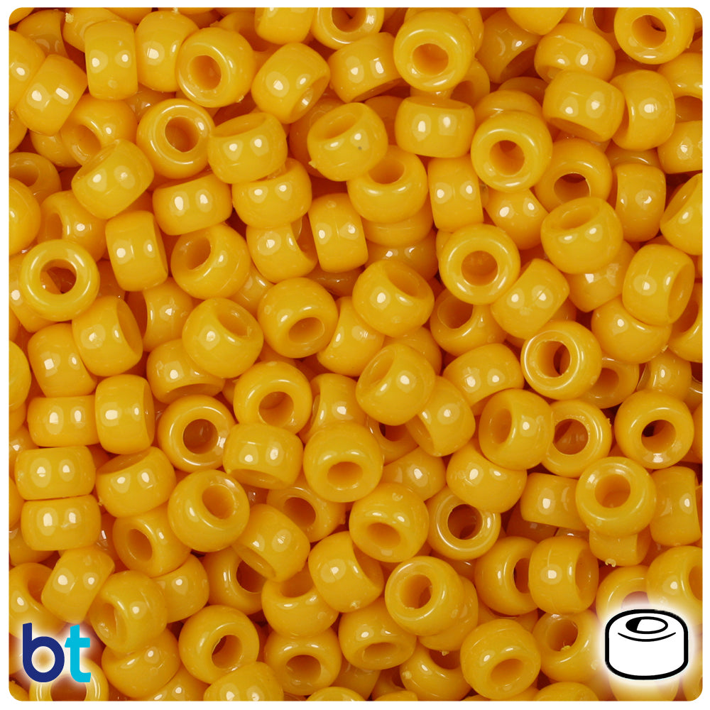 Mustard Opaque 6.5mm Mini Barrel Pony Beads (1000pcs)