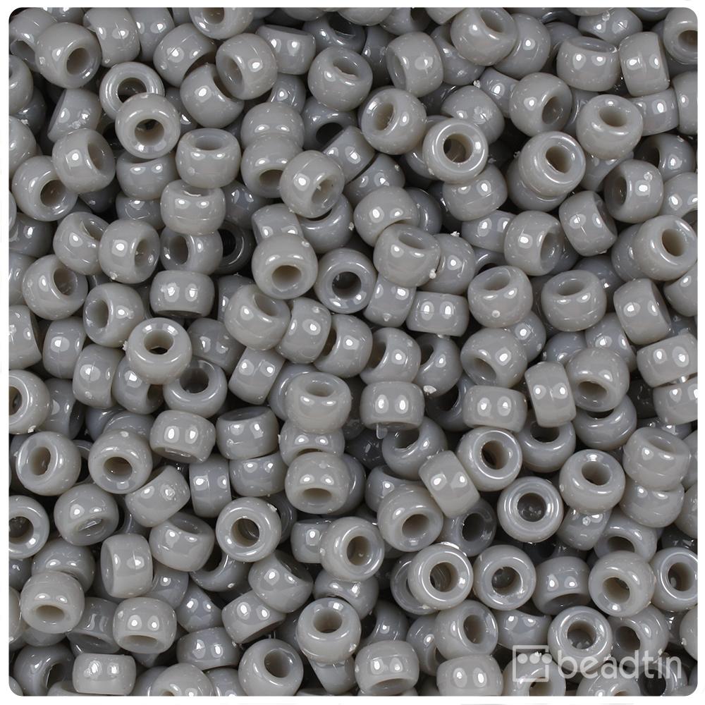 Milky Grey Opaque 6.5mm Mini Barrel Pony Beads (200pcs)