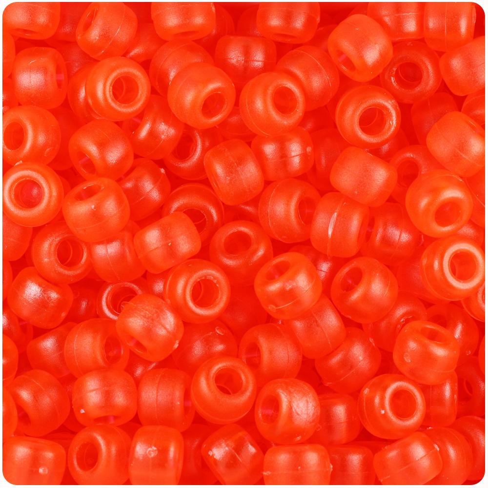 Hyacinth Frosted 9mm Barrel Pony Beads (100pcs)