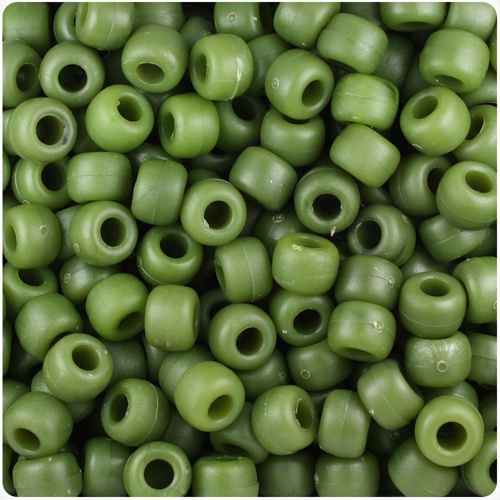 Jade Matte 9mm Barrel Pony Beads (100pcs)