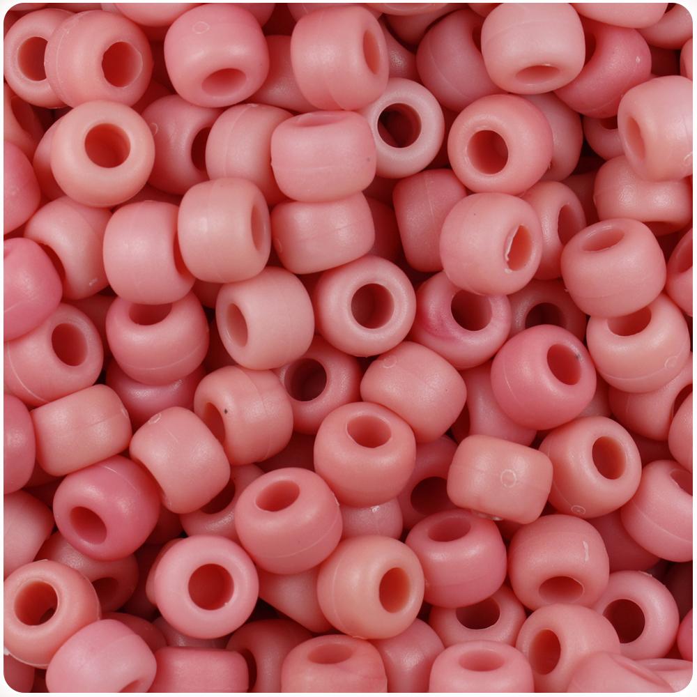 Rose Quartz Matte 9mm Barrel Pony Beads (100pcs)