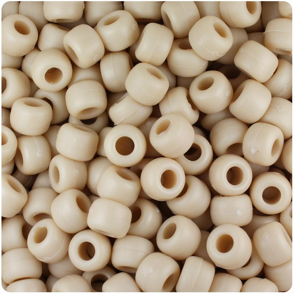 Dark Ivory Matte 9mm Barrel Pony Beads (100pcs)