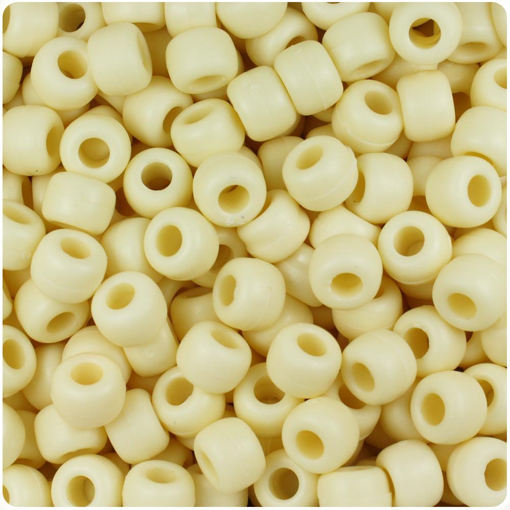 Ivory Matte 9mm Barrel Pony Beads (100pcs)