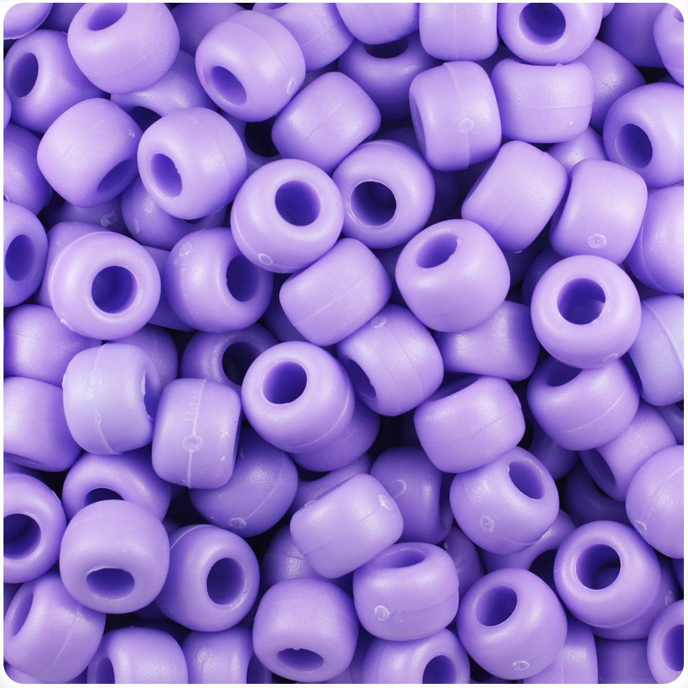 Lilac Matte 9mm Barrel Pony Beads (100pcs)