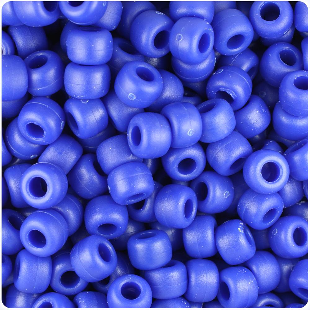 Royal Blue Matte 9mm Barrel Pony Beads (100pcs)