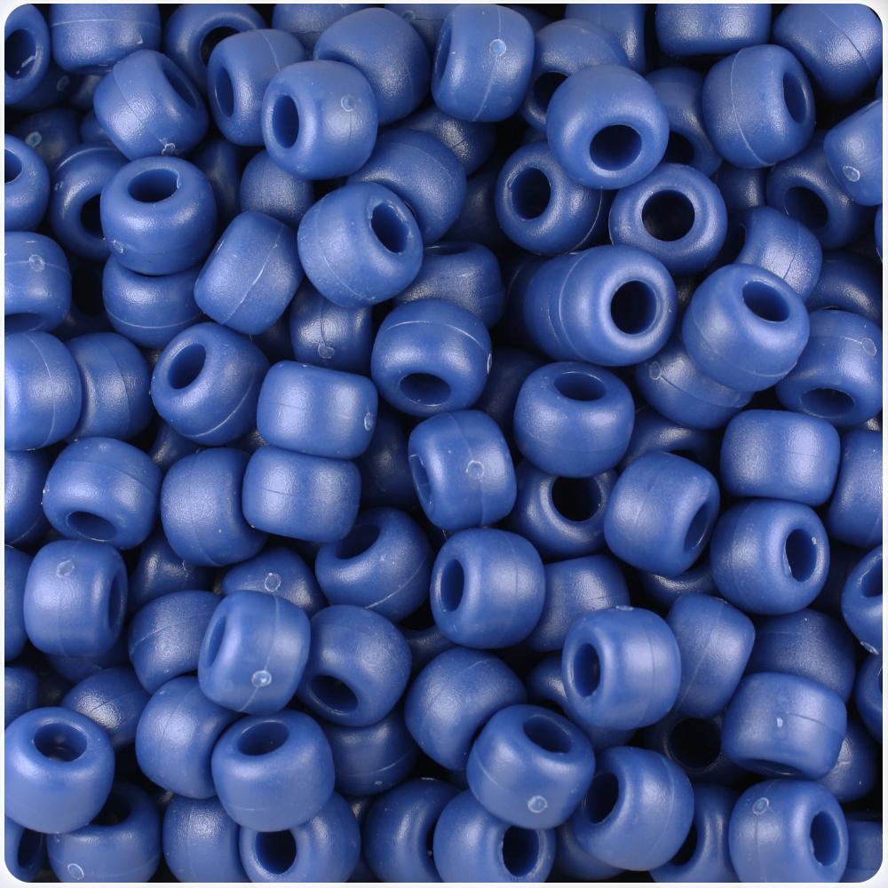 Navy Matte 9mm Barrel Pony Beads (100pcs)