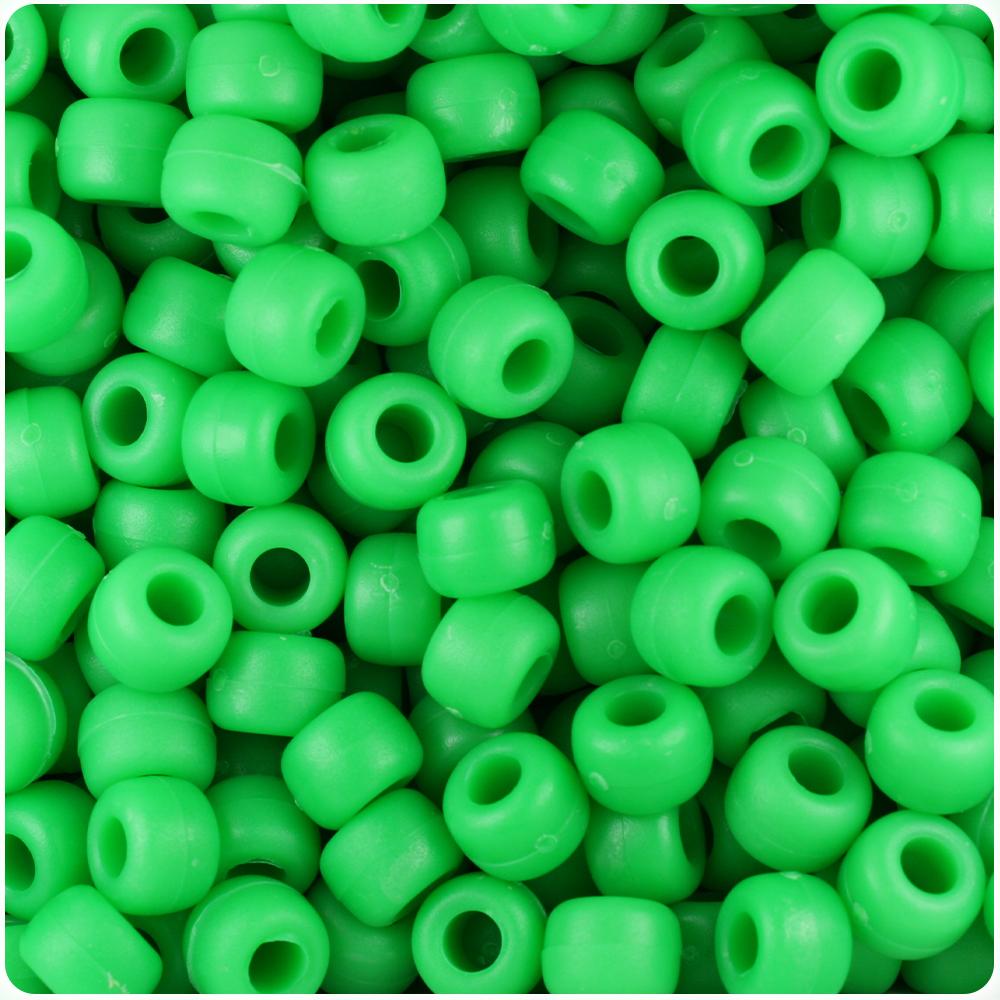 Grasshopper Matte 9mm Barrel Pony Beads (100pcs)
