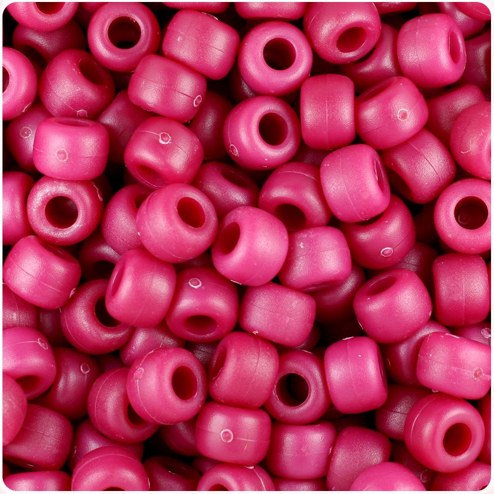 Burgundy Matte 9mm Barrel Pony Beads. (100pcs)