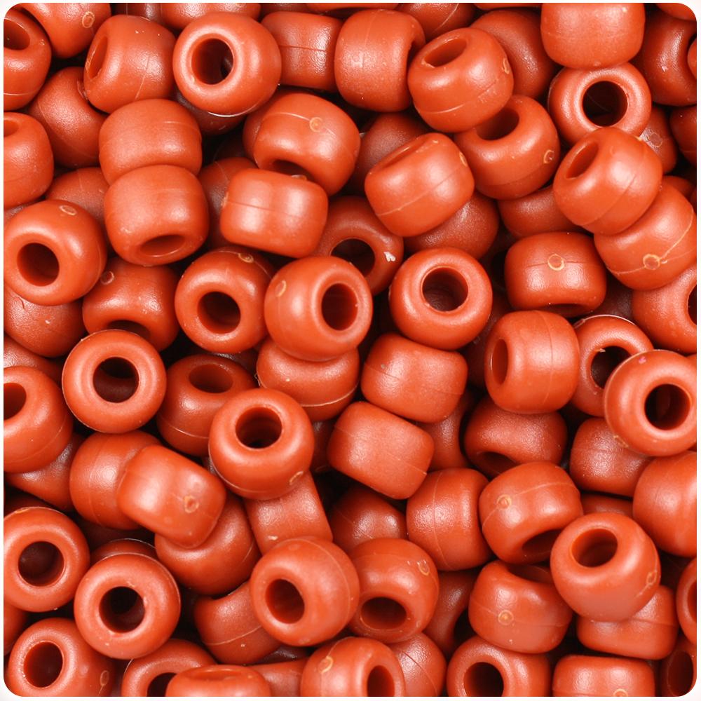 Rust Matte 9mm Barrel Pony Beads (100pcs)