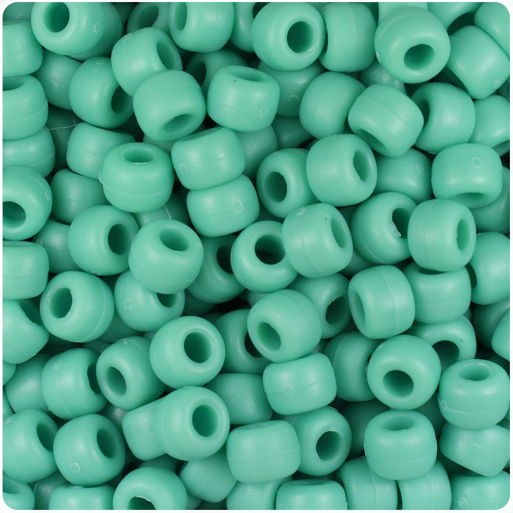Sage Matte 9mm Barrel Pony Beads (100pcs)