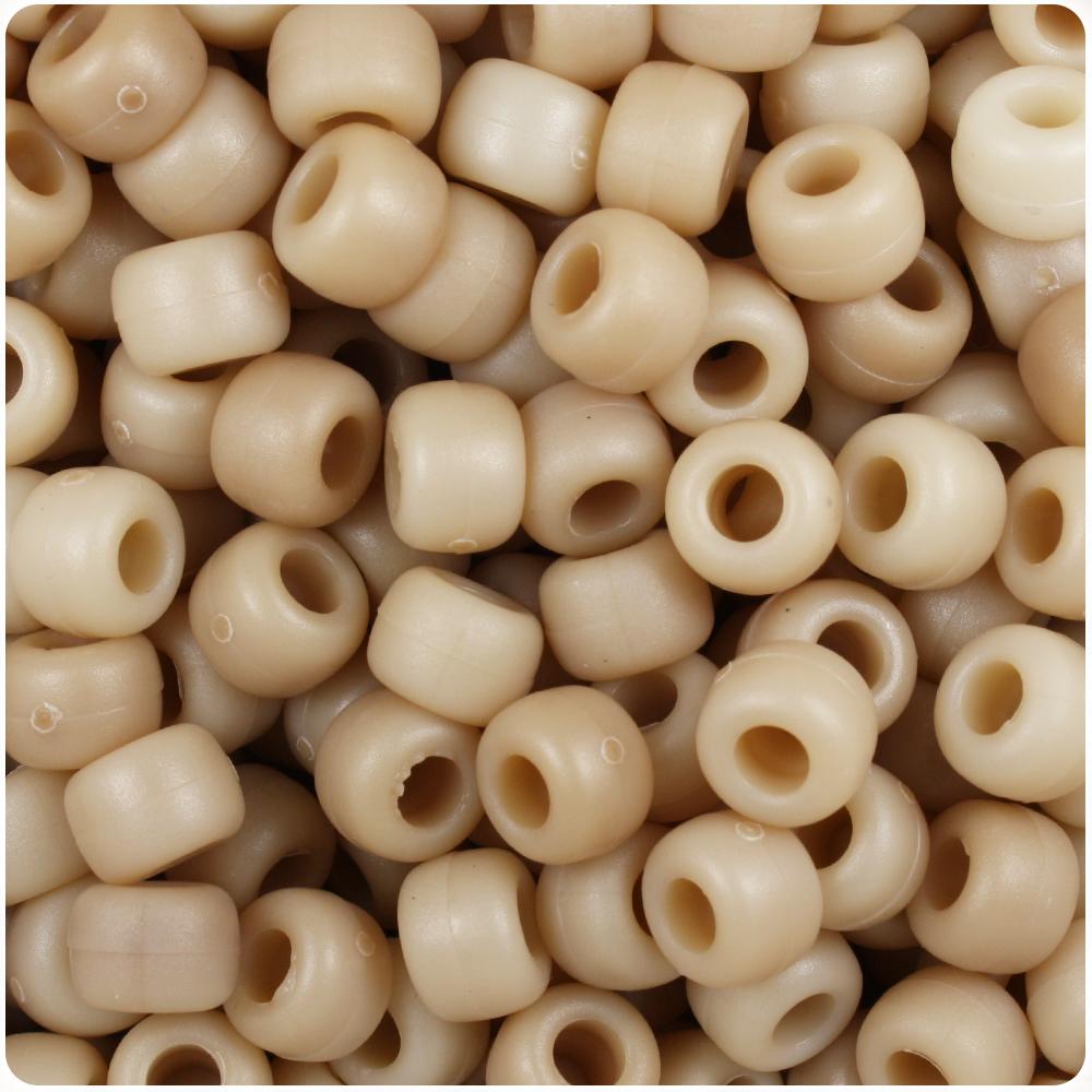 Light Bone Matte 9mm Barrel Pony Beads (100pcs)