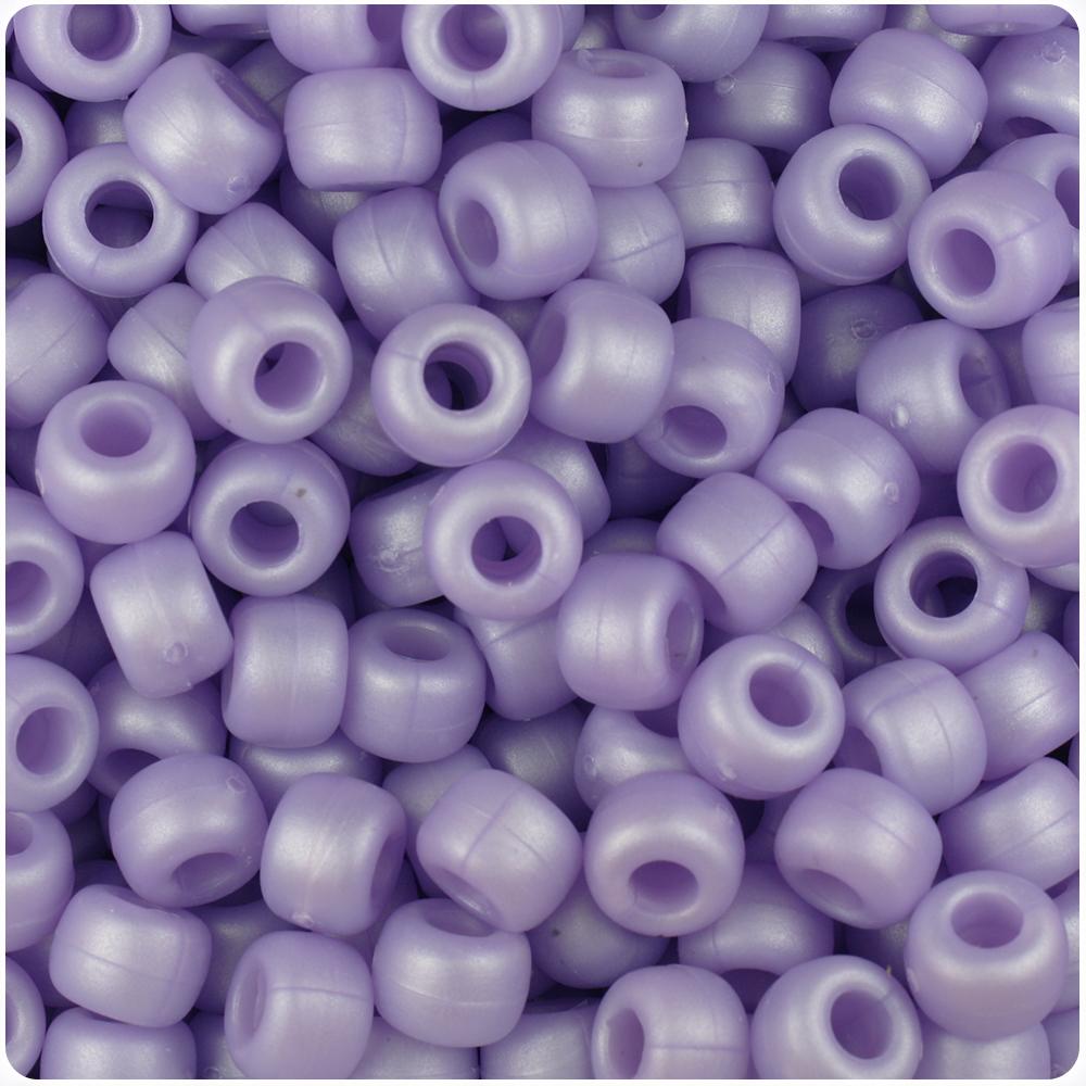 Light Purple Ashed Pearl 9mm Barrel Pony Beads (100pcs)