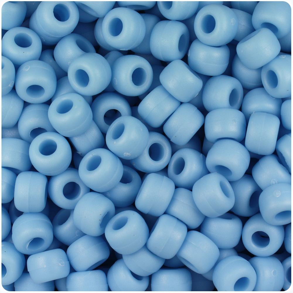 Lady's Blue Matte 9mm Barrel Pony Beads (100pcs)