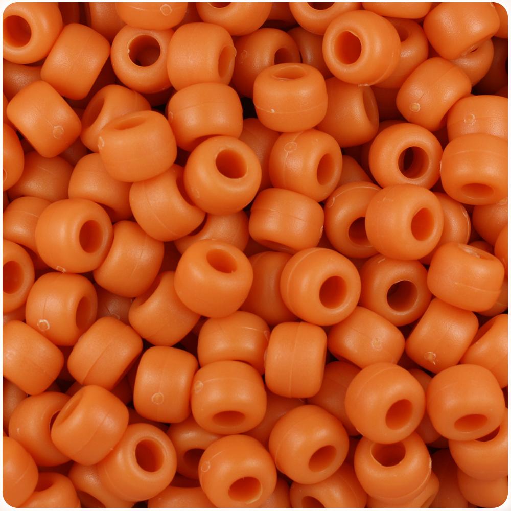 Pumpkin Matte 9mm Barrel Pony Beads (100pcs)