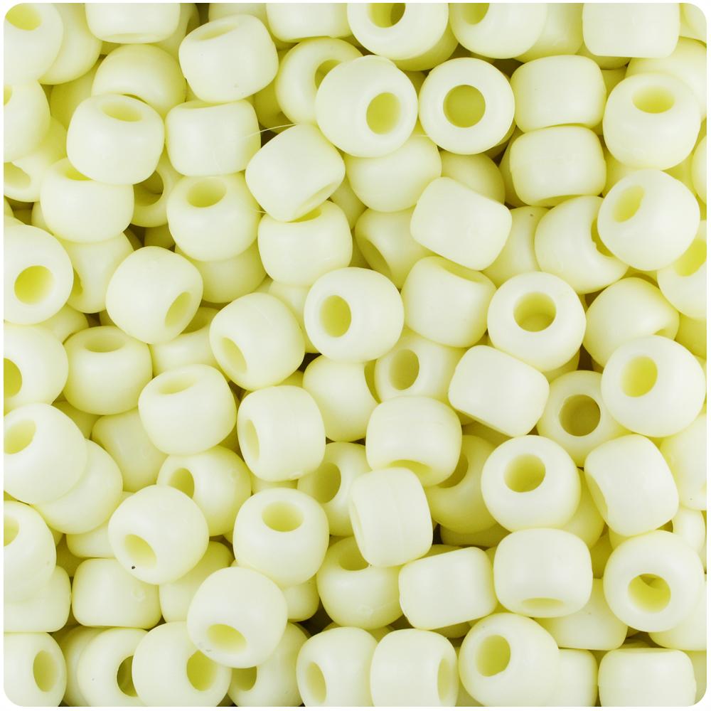 Buttermilk Matte 9mm Barrel Pony Beads (100pcs)