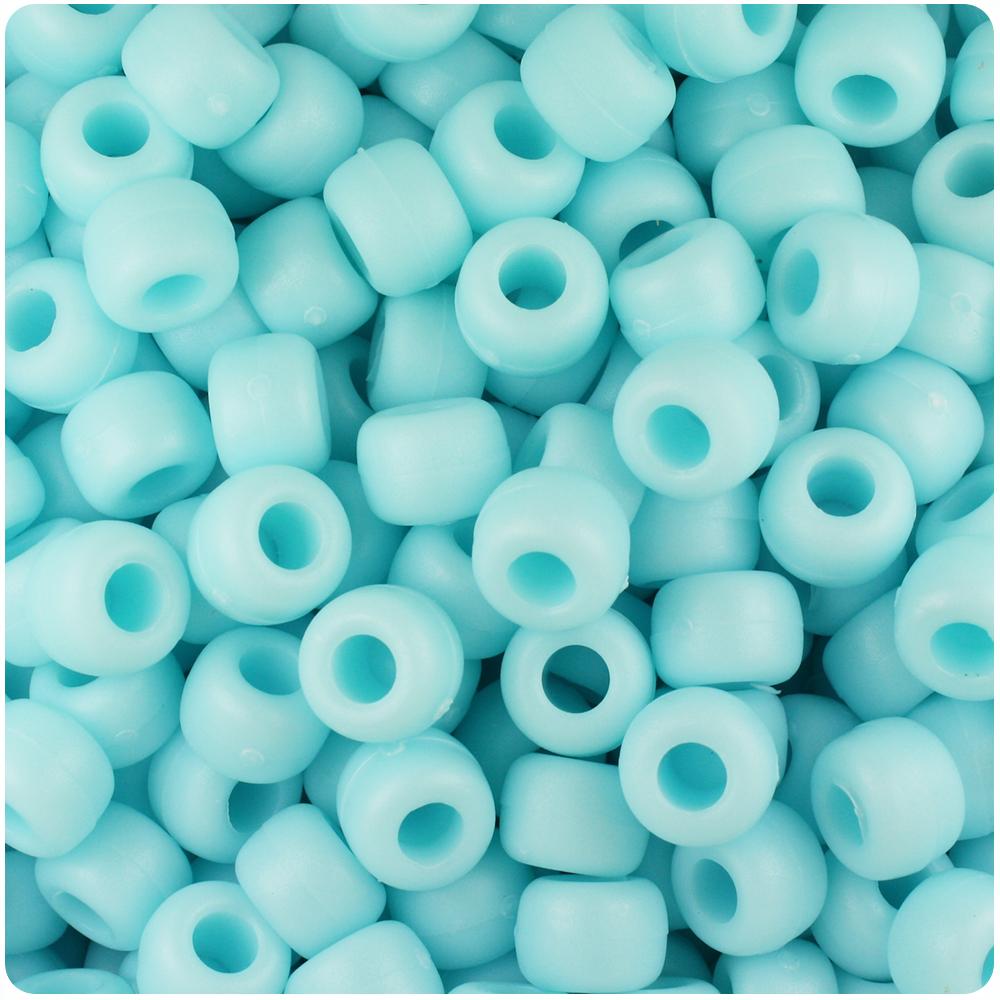 Blue Cloud Matte 9mm Barrel Pony Beads (100pcs)