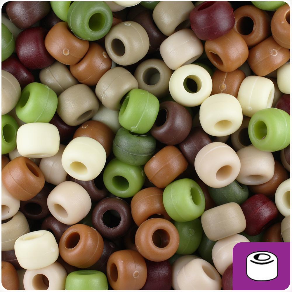Camouflage Mix Matte 9mm Barrel Pony Beads (100pcs)