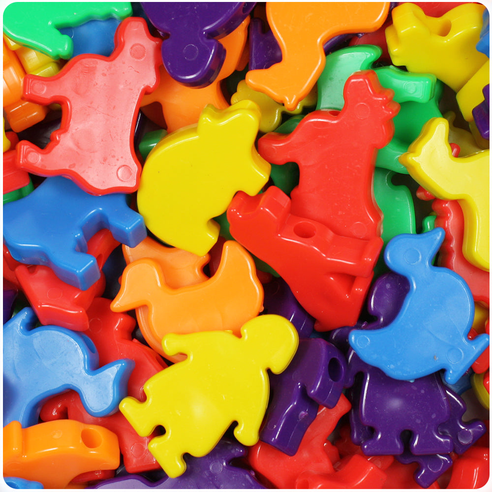 Opaque Mix 30-40mm Farm Animals Pony Beads (5pcs)