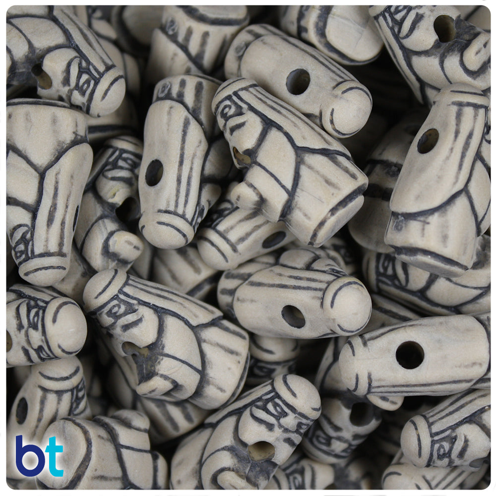 Khaki Antique 25mm Noah Pony Beads (8pcs)