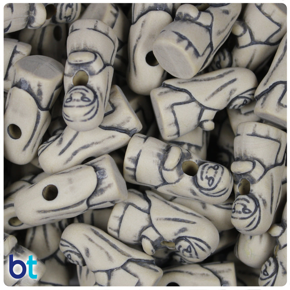 Khaki Antique 25mm Mrs Noah Pony Beads (24pcs)