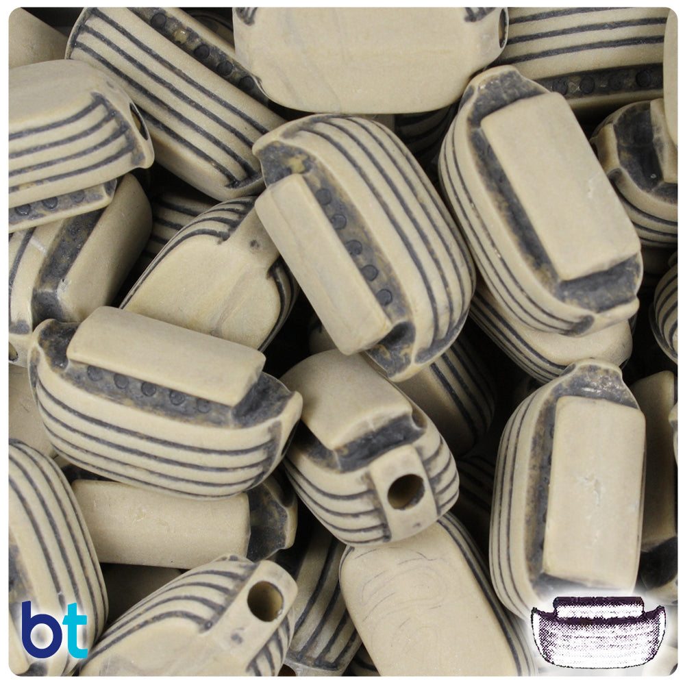 Khaki Antique 26mm Ark Pony Beads (24pcs)