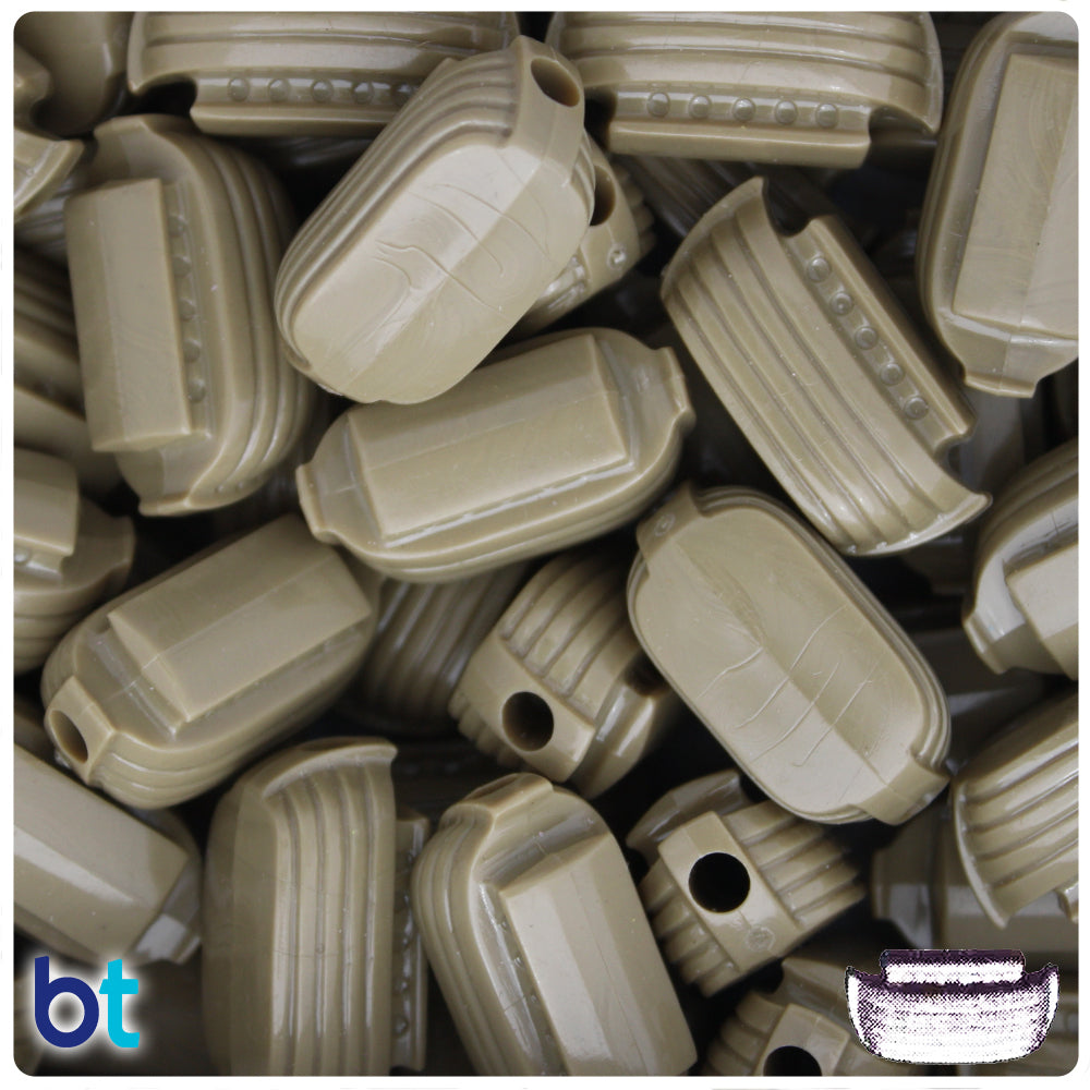 Khaki Opaque 26mm Ark Pony Beads (8pcs)