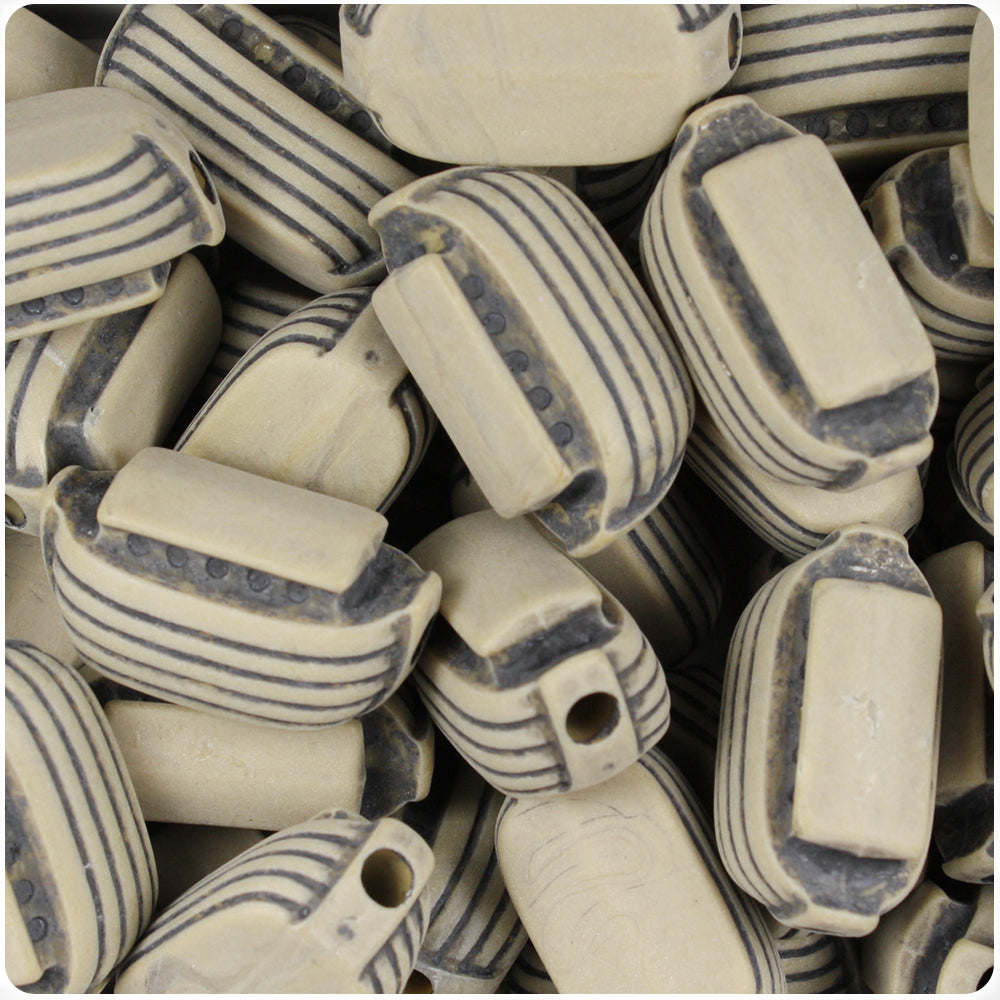 Khaki Antique 26mm Ark Pony Beads (8pcs)