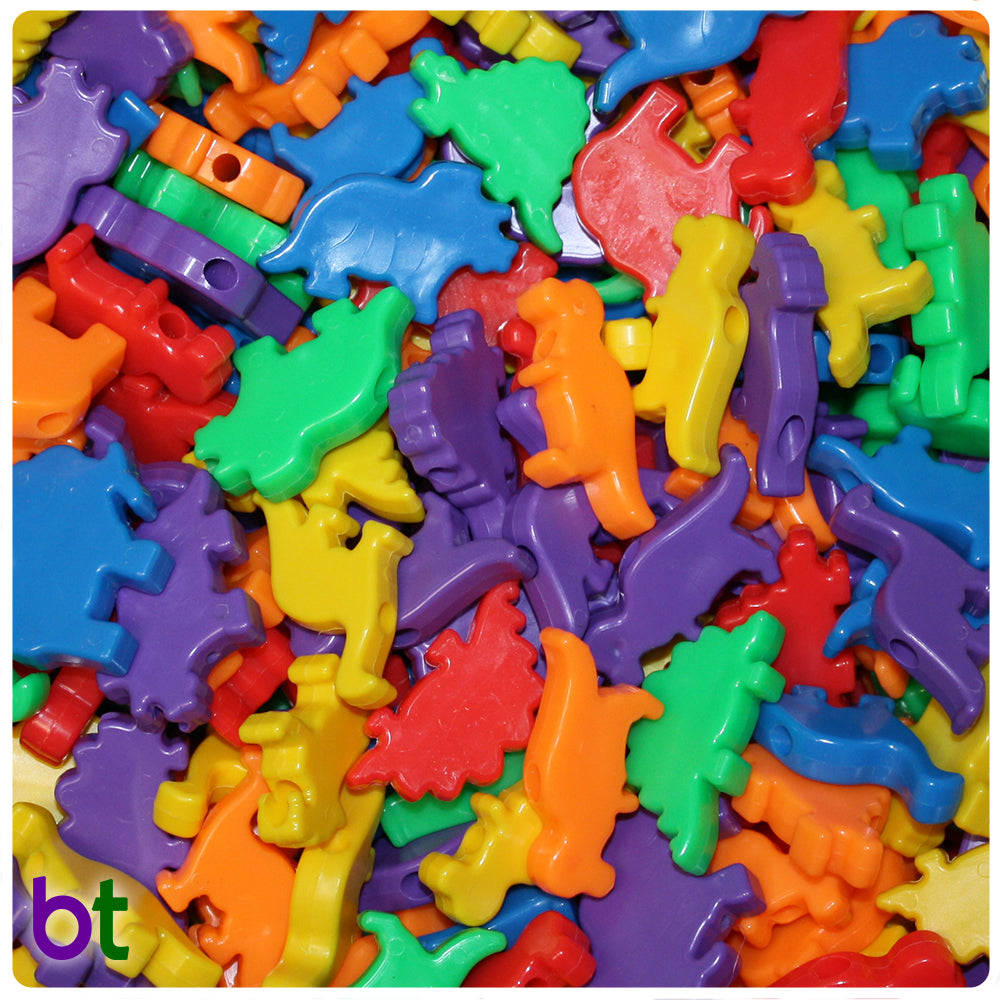 Opaque Mix 30-40mm Dinosaur Pony Beads (5pcs)