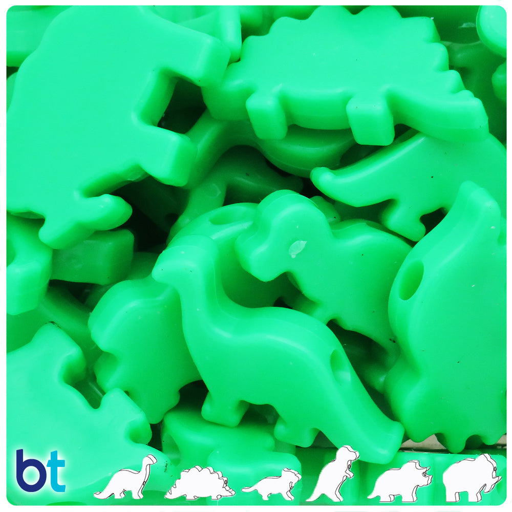 Grasshopper Neon Bright 30-40mm Dinosaur Pony Beads (5pcs)