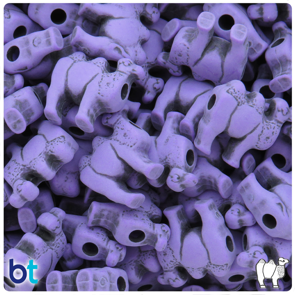 Dark Lilac Antique 21mm Camel Pony Beads (8pcs)