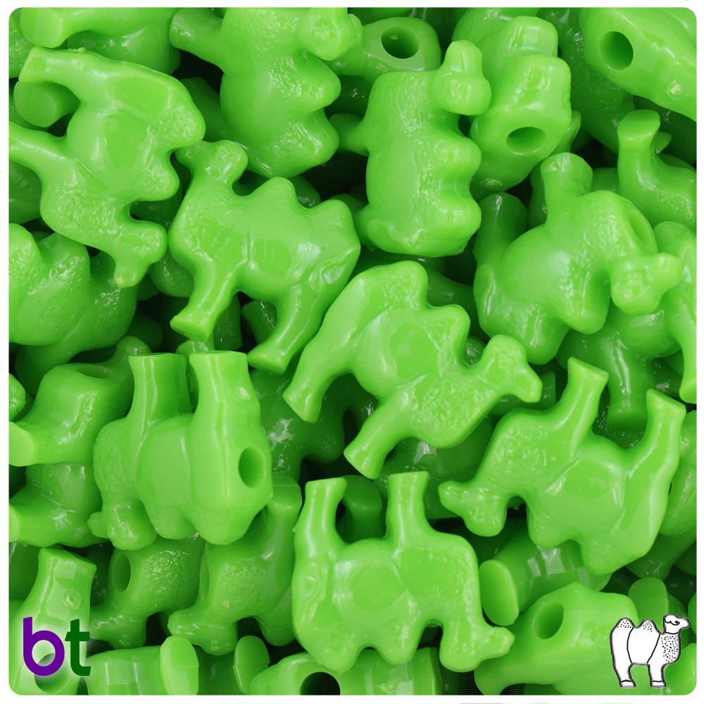 Lime Opaque 21mm Camel Pony Beads (8pcs)