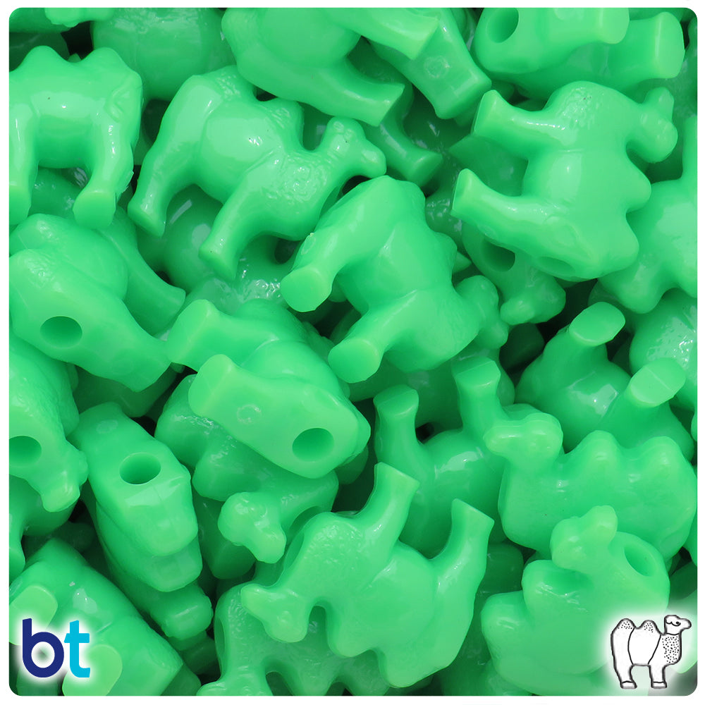Lime Opaque 21mm Camel Pony Beads (24pcs)