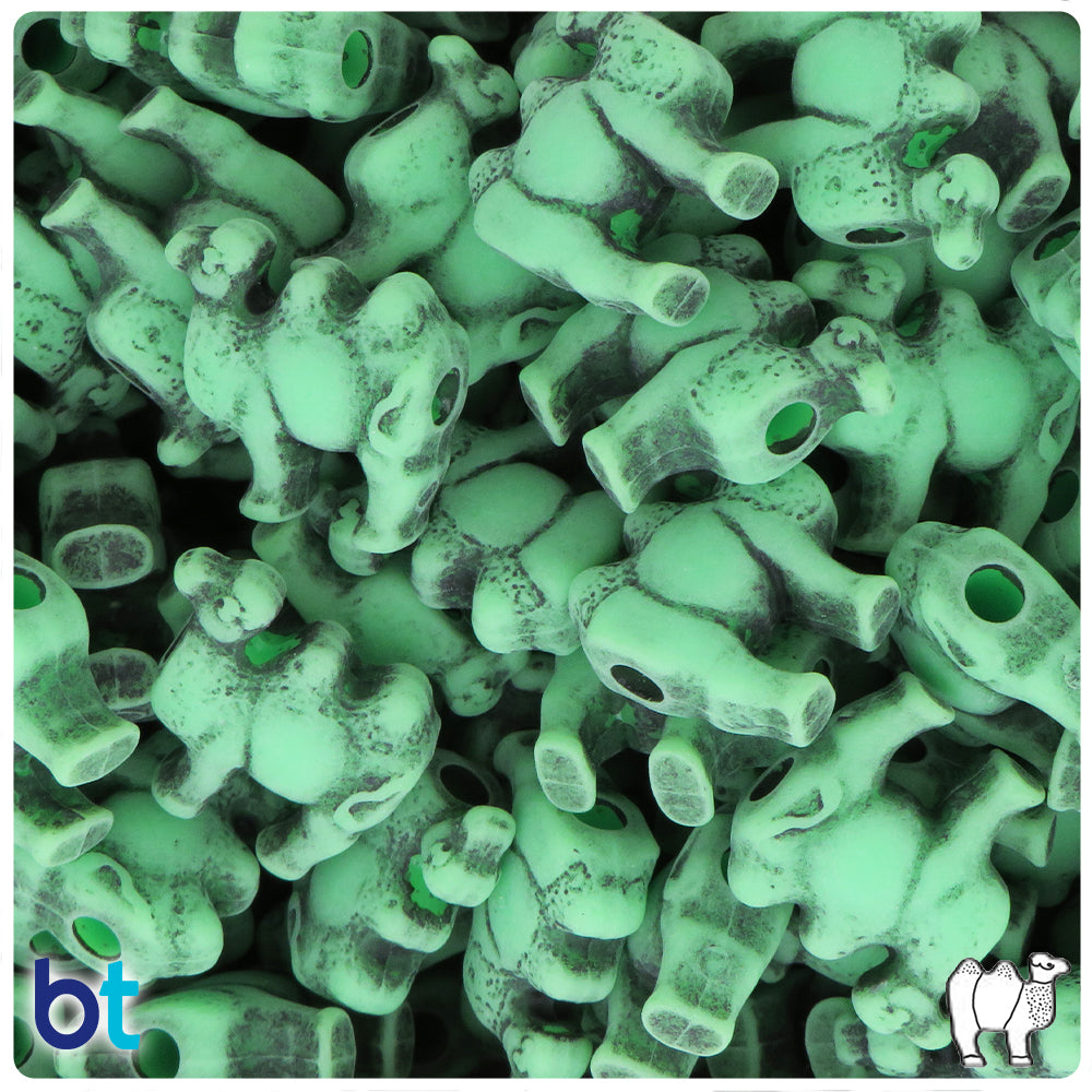 Lime Antique 21mm Camel Pony Beads (8pcs)