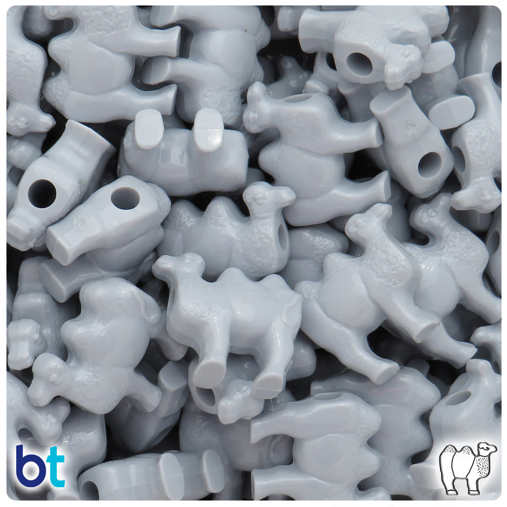 Grey Opaque 21mm Camel Pony Beads (24pcs)