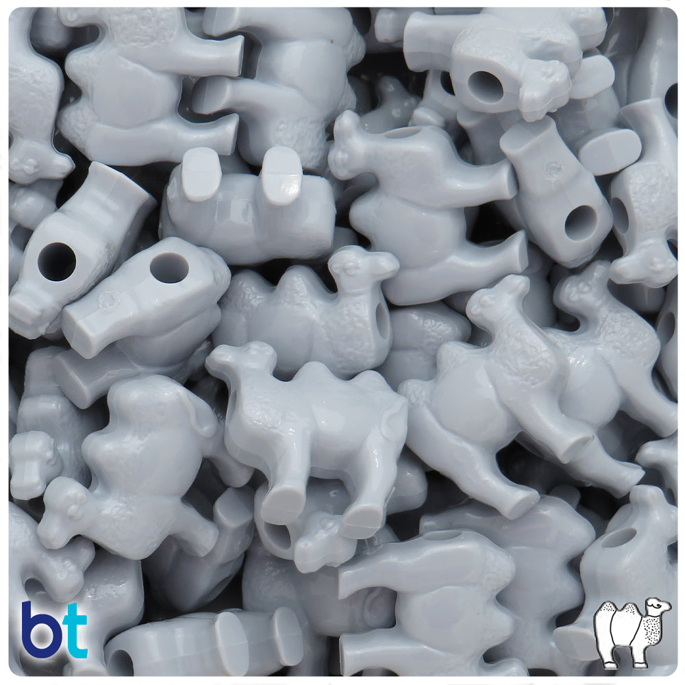 Grey Opaque 21mm Camel Pony Beads (8pcs)
