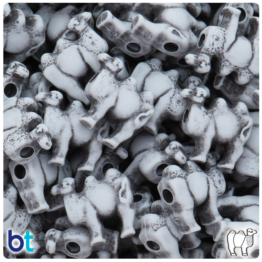 Grey Antique 21mm Camel Pony Beads (24pcs)