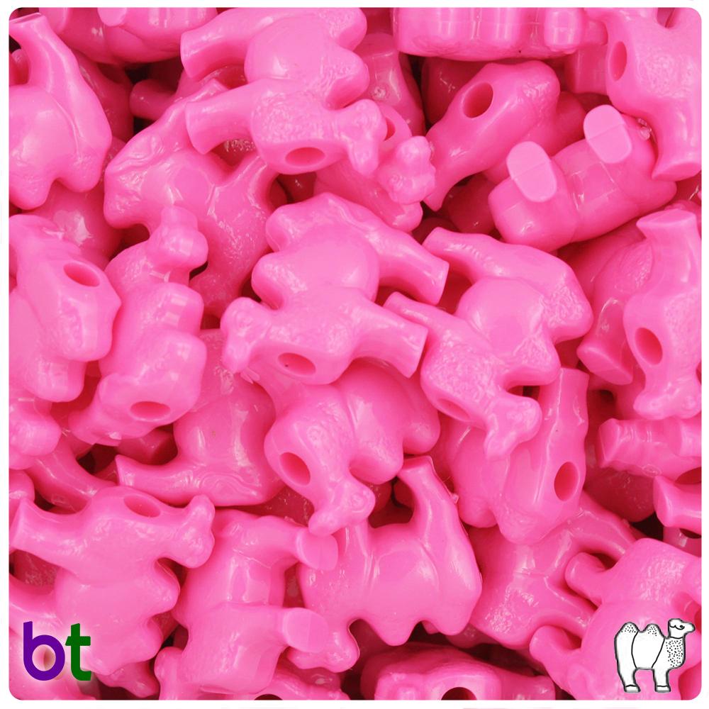 Dark Pink Opaque 21mm Camel Pony Beads (8pcs)