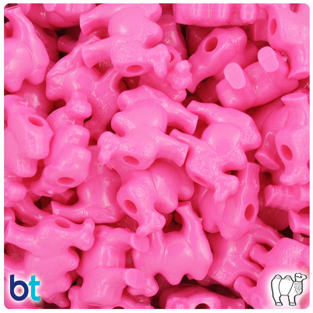 Dark Pink Opaque 21mm Camel Pony Beads (24pcs)