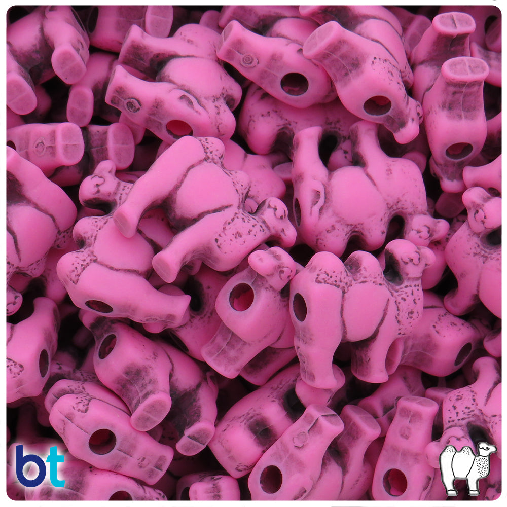 Dark Pink Antique 21mm Camel Pony Beads (8pcs)
