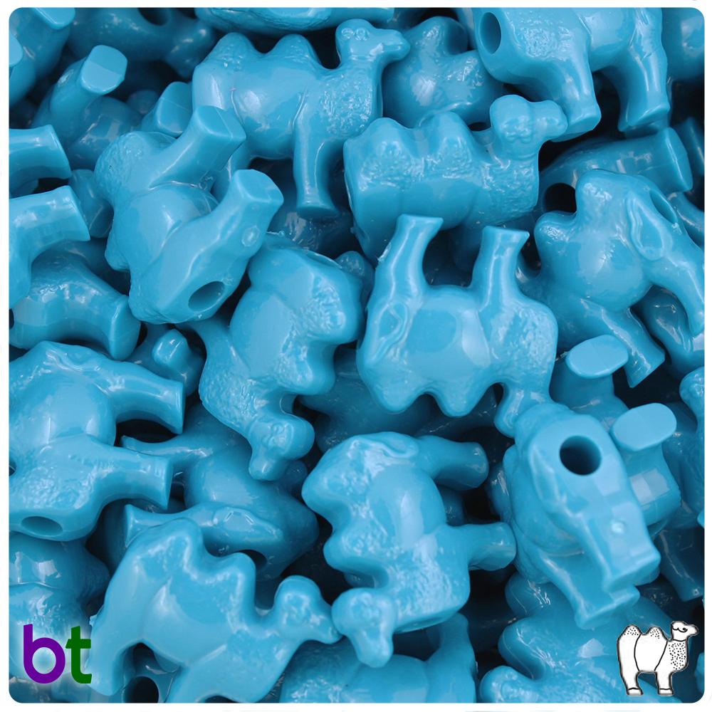 Dark Turquoise Opaque 21mm Camel Pony Beads (8pcs)