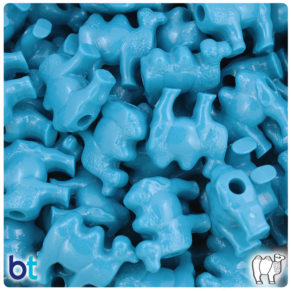 Dark Turquoise Opaque 21mm Camel Pony Beads (24pcs)