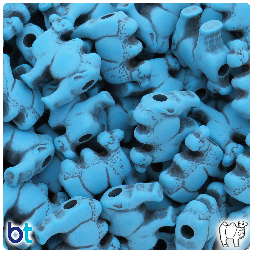 Dark Turquoise Antique 21mm Camel Pony Beads (24pcs)