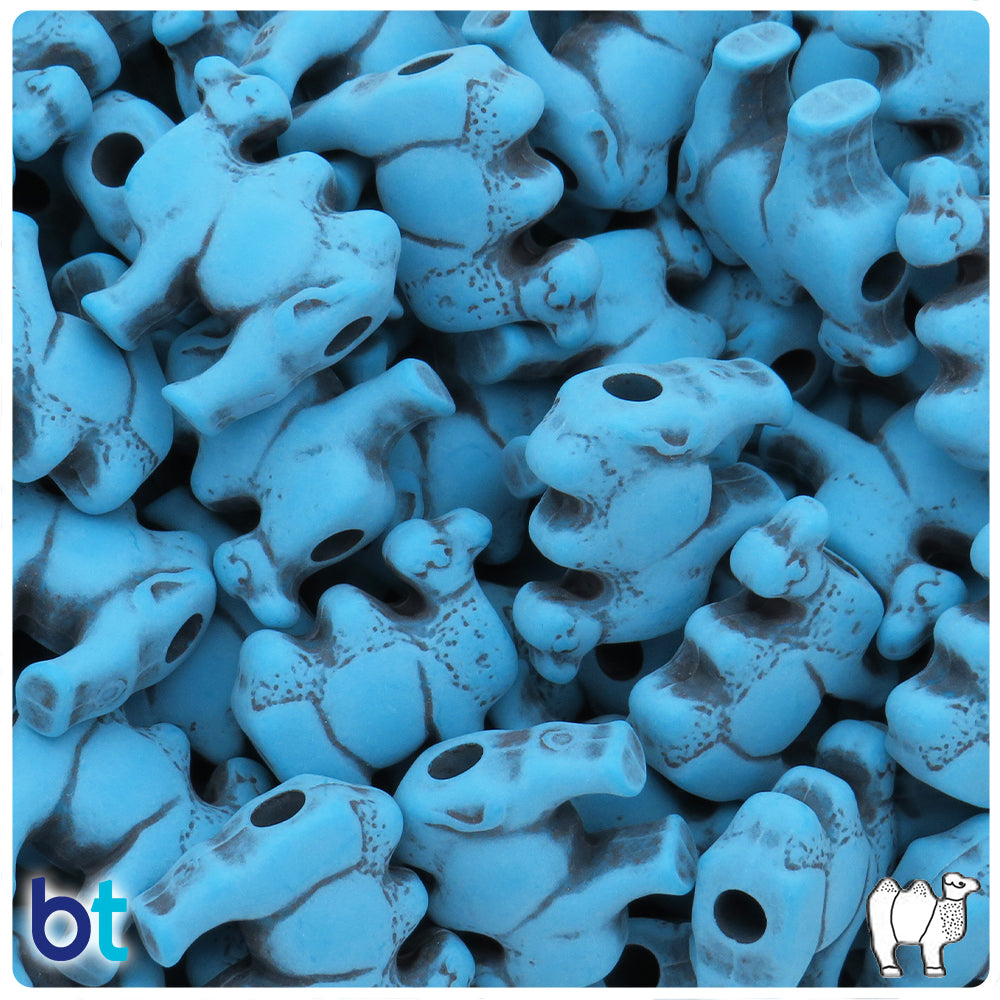 Dark Turquoise Antique 21mm Camel Pony Beads (8pcs)