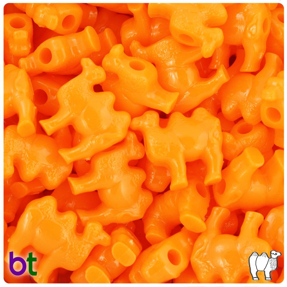 Orange Opaque 21mm Camel Pony Beads (8pcs)