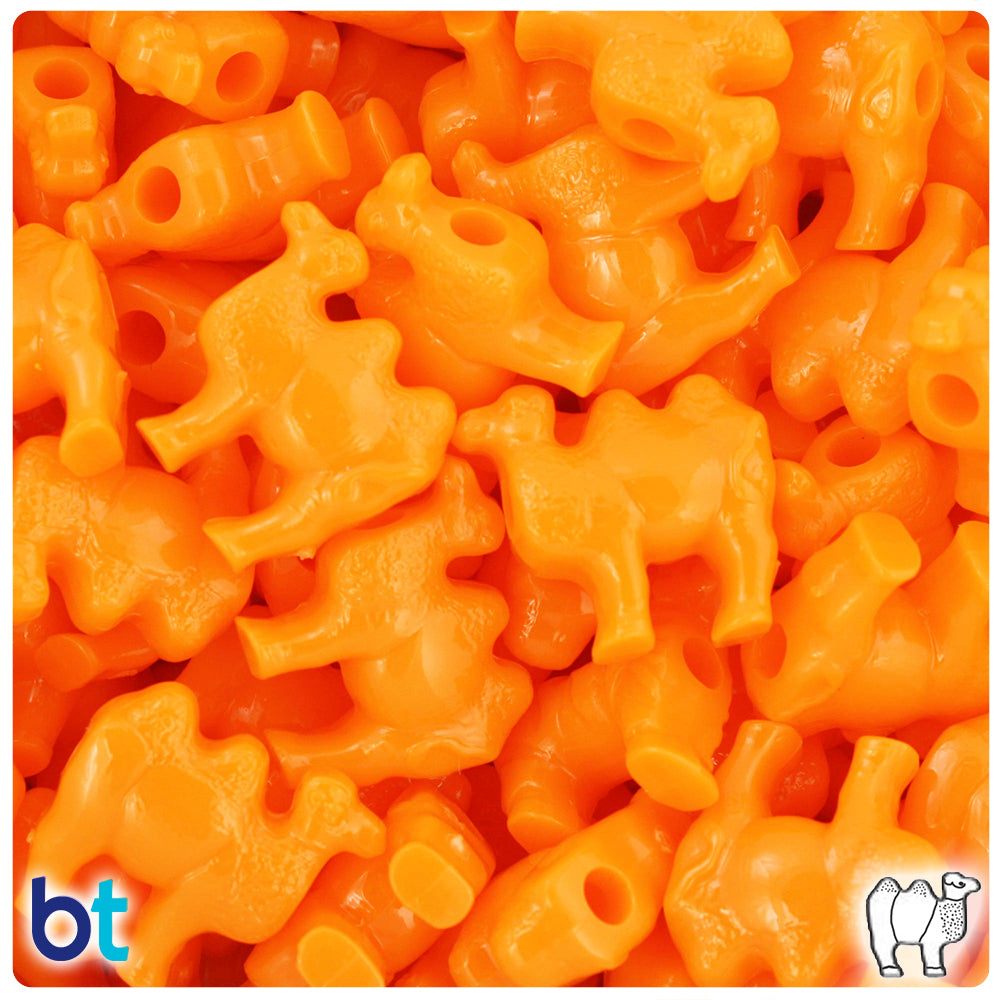 Orange Opaque 21mm Camel Pony Beads (24pcs)