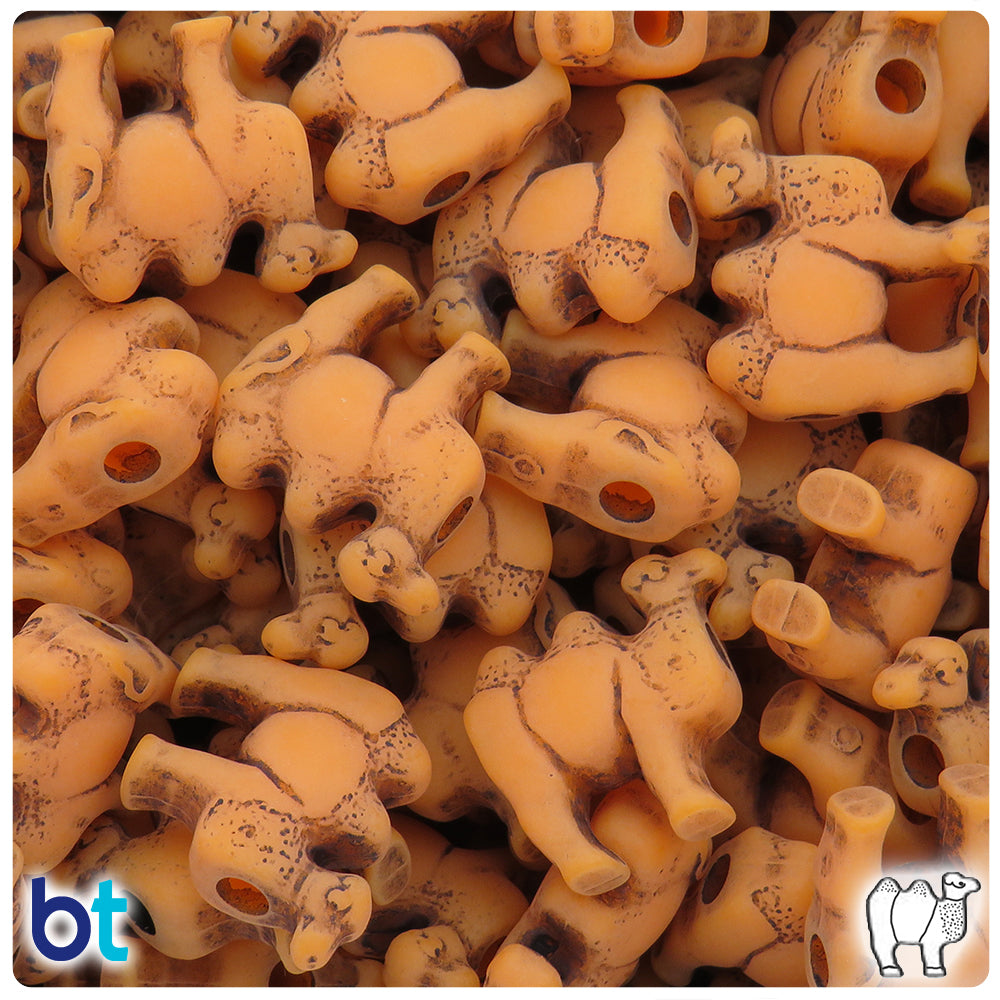 Orange Antique 21mm Camel Pony Beads (24pcs)