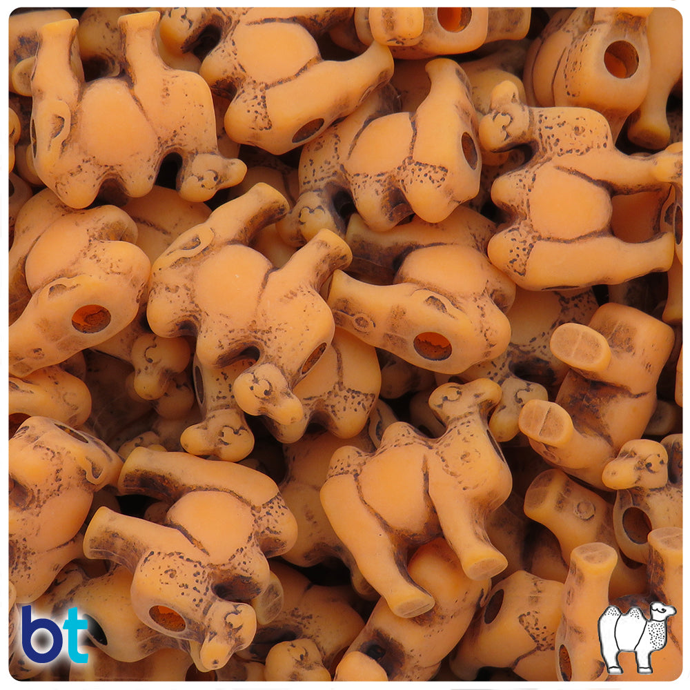 Orange Antique 21mm Camel Pony Beads (8pcs)